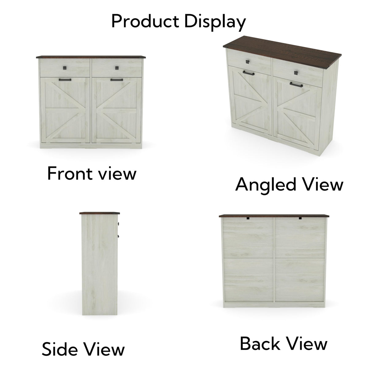 Antique White Tilt Out Trash Cabinet with 2 Drawers V7545