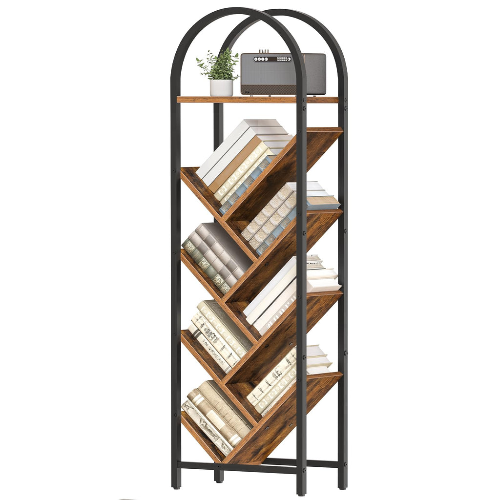 8-Tier Arched Bookshelf with Metal Frame U59436