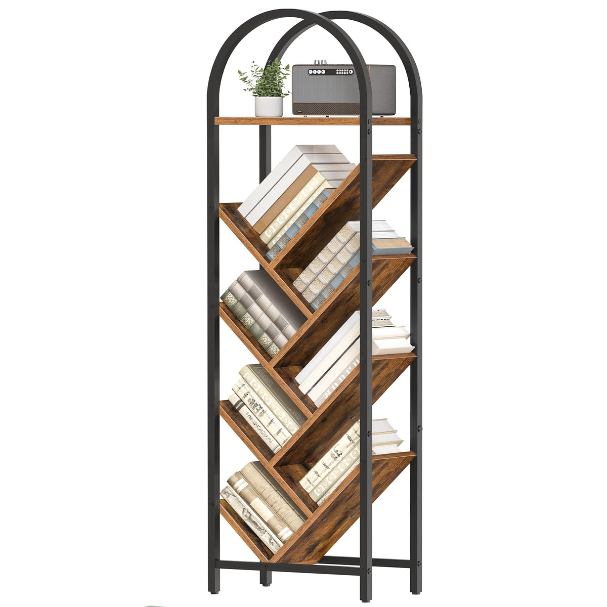 8-Tier Arched Bookshelf with Metal Frame U59436