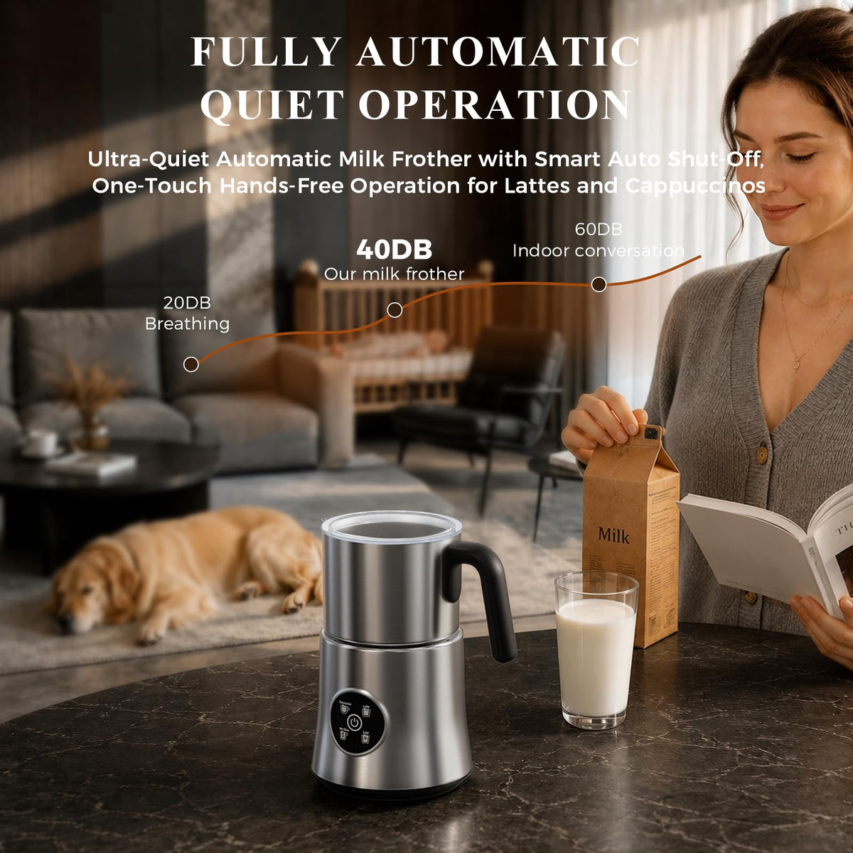 4-in-1 Electric Milk Frother and Steamer with Stainless Steel Jug E413