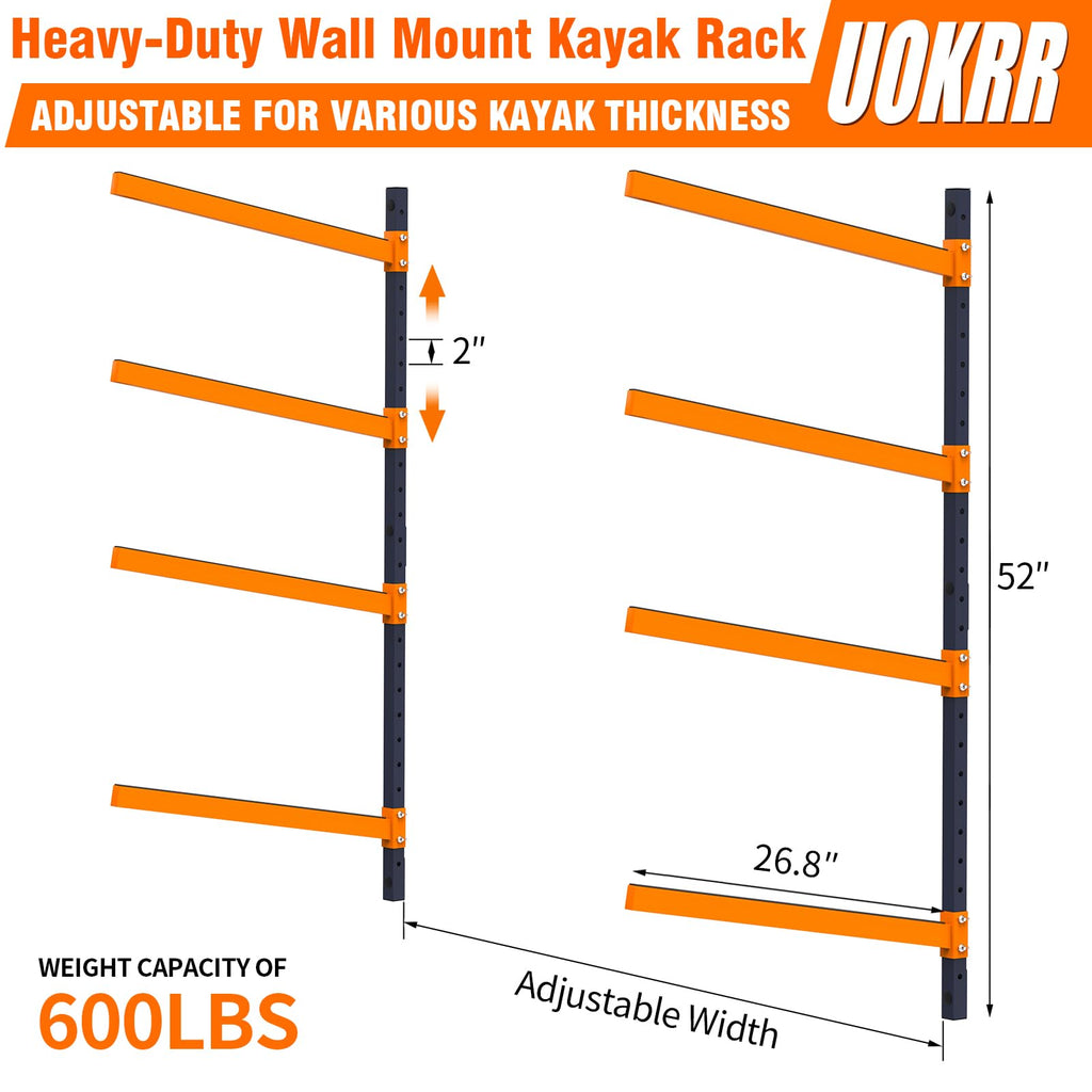 Wall Mount Adjustable Kayak Storage Rack W2652