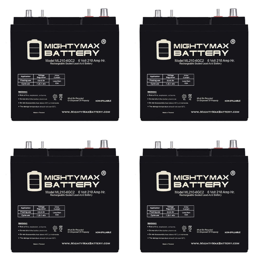6V 210AH Dual Terminal SLA Deep Cycle Battery 4 Pack E25152