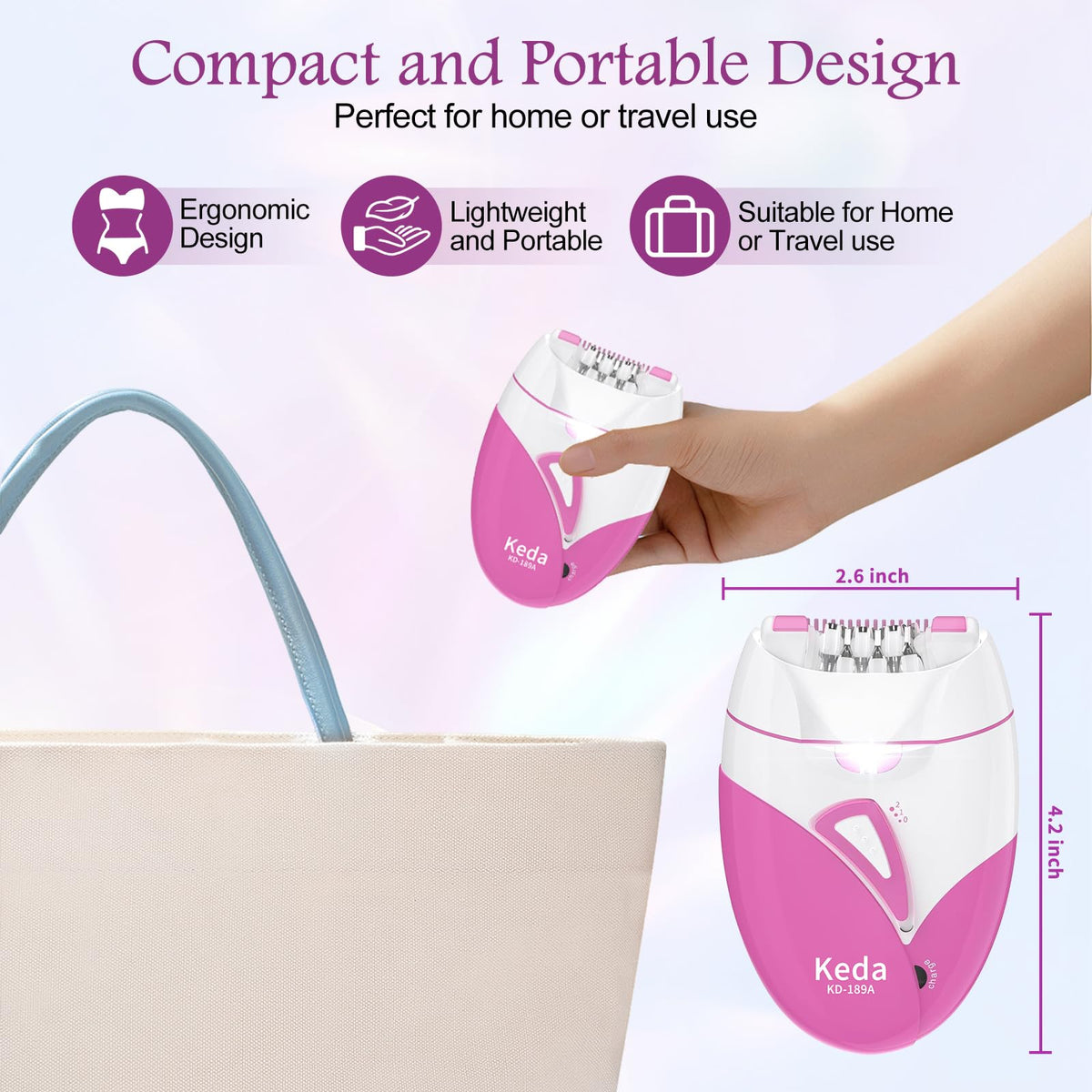 Rechargeable Cordless Electric Epilator with 2 Speed & LED Light Y127039