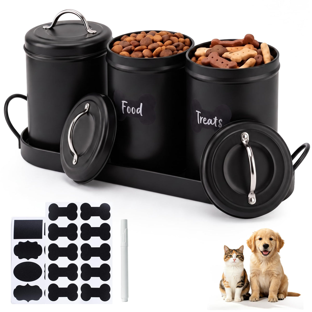 Airtight Dog Treat Container Set with Lid and Tray R35385