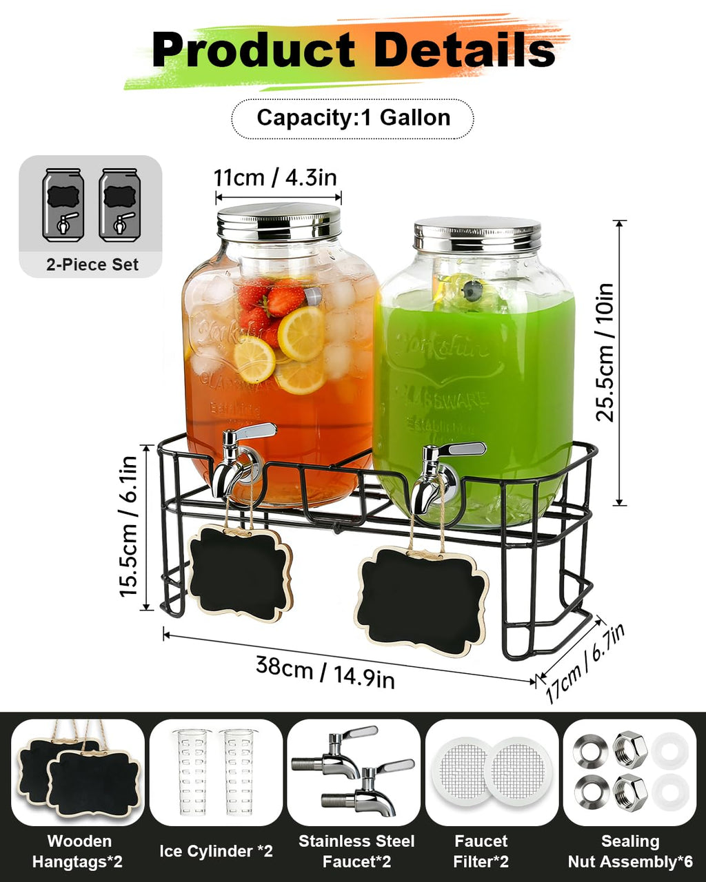 Glass Drink Dispenser with Stand J80554