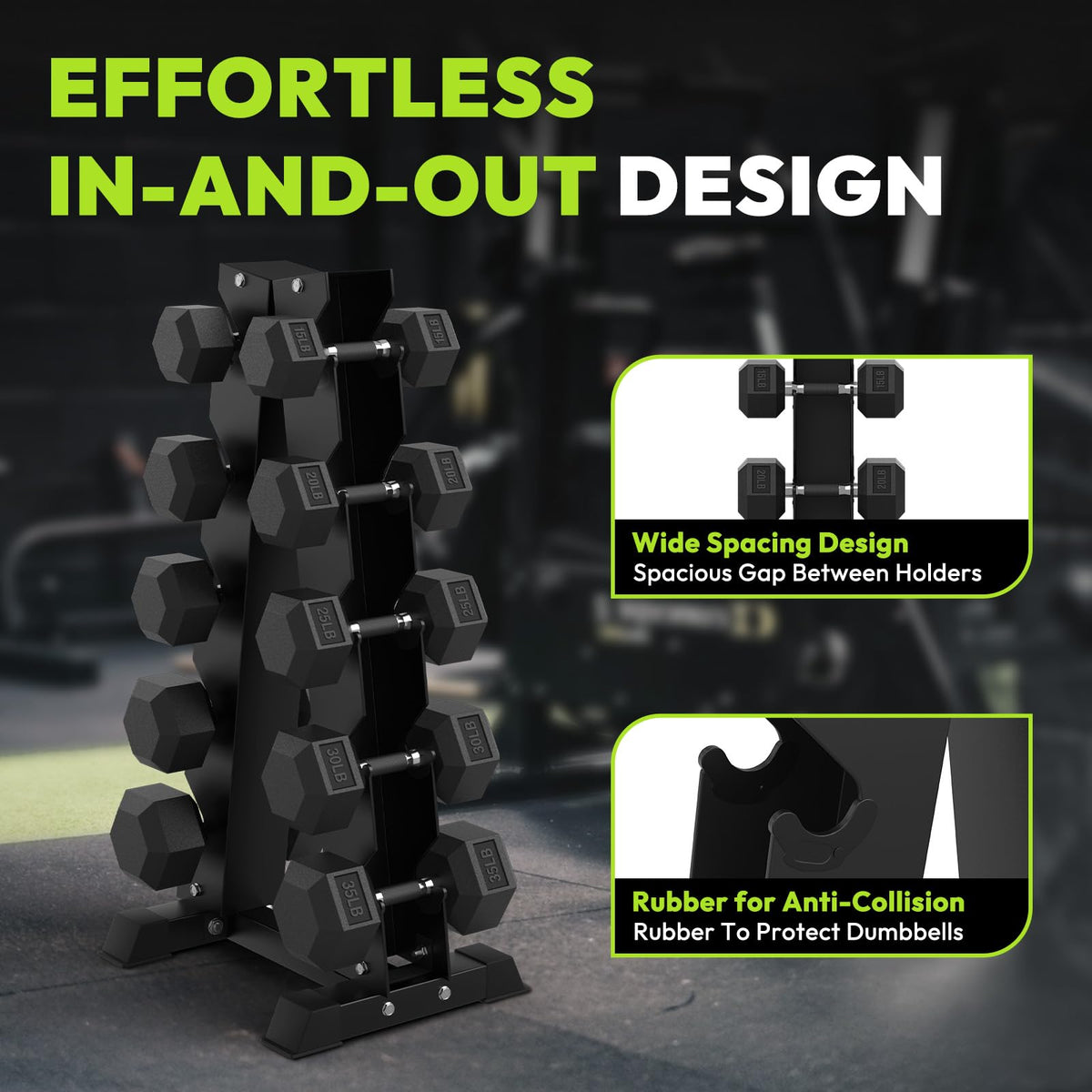 Hex Dumbbell Set with Vertical Storage Rack K7058
