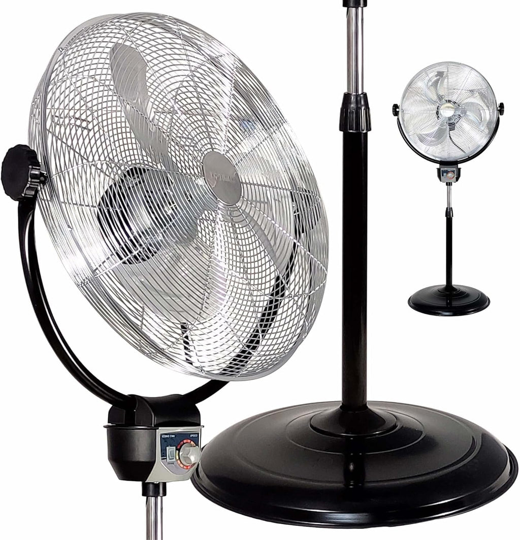 20" 3-Speed Metal Oscillating Stand Fan with Chrome Grill T398