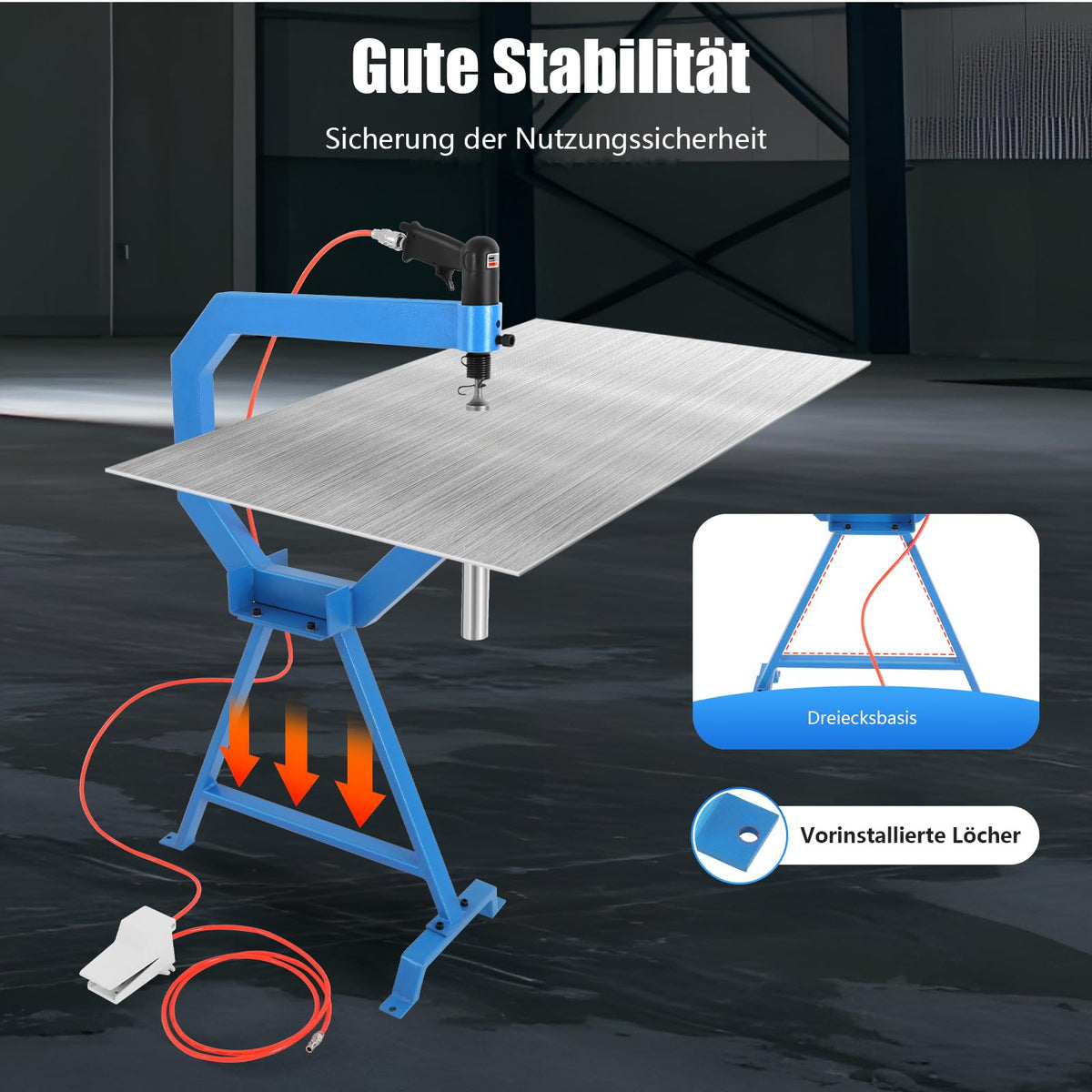 Pneumatic Planishing Hammer with 3 Anvils and Foot Pedal E69048