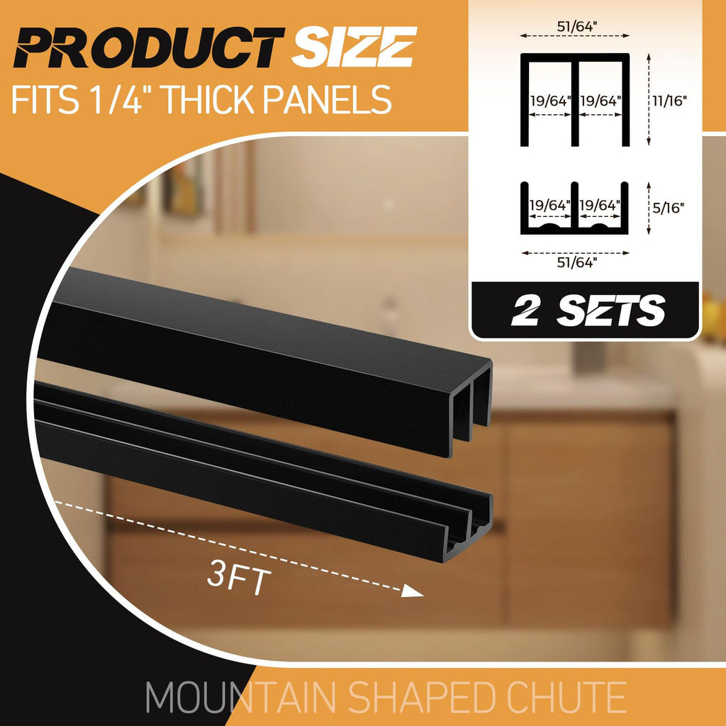 2 Sets Plastic Sliding Door Track Set B99866