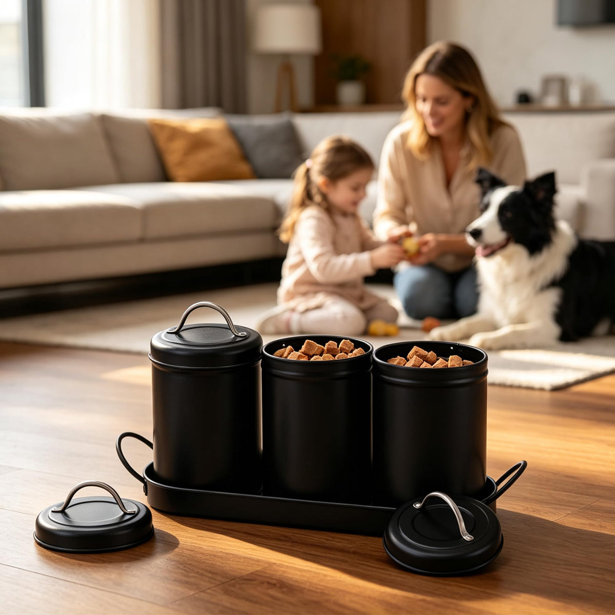 Airtight Dog Treat Container Set with Lid and Tray R35385