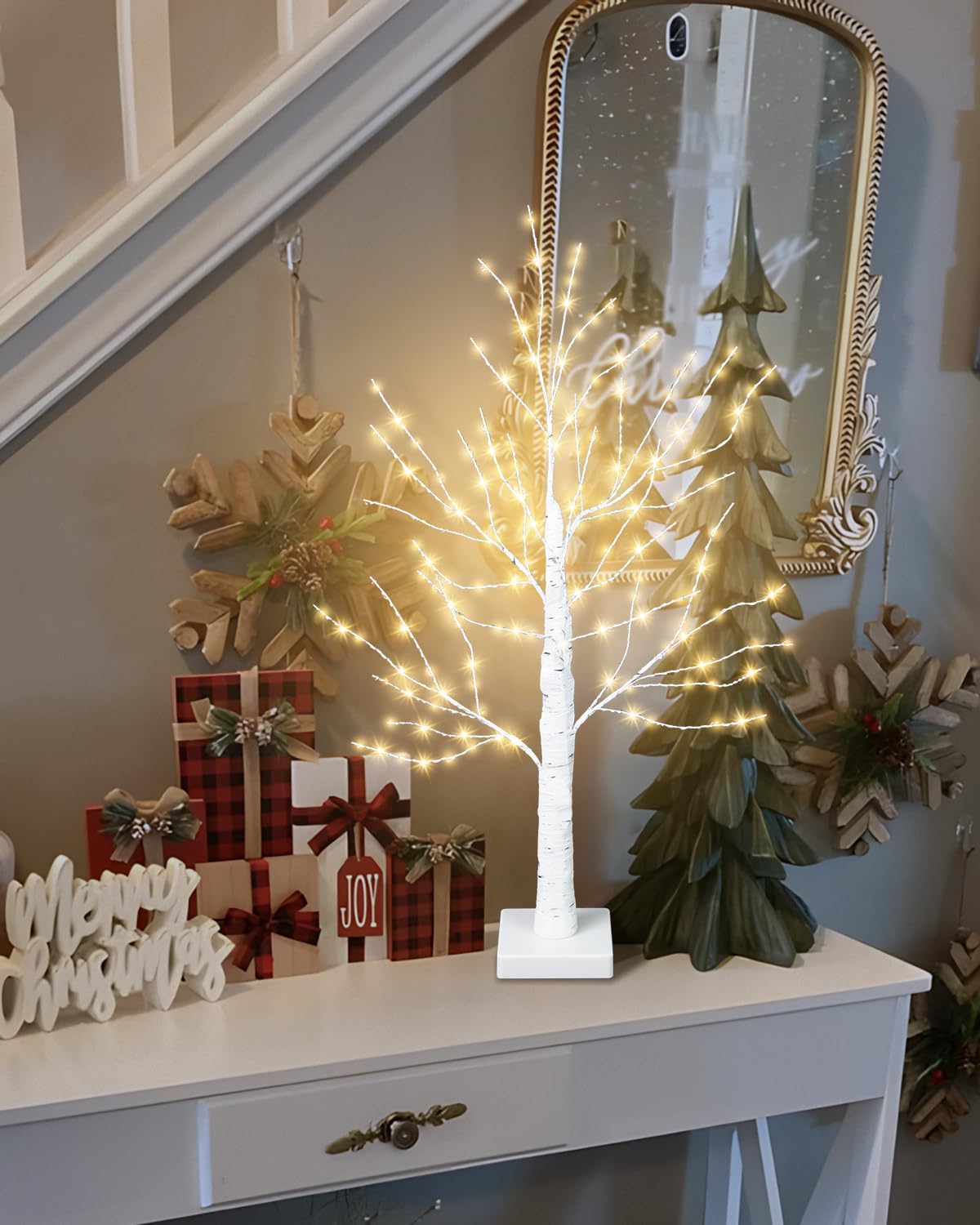 24 Inch Artificial Lighted Birch Tree with 144 LED Lights Z988744