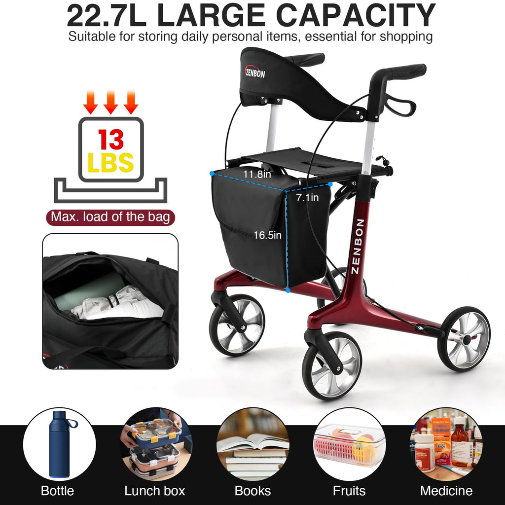 Foldable Rolling Walker with Seat 440 lbs Capacity G123409