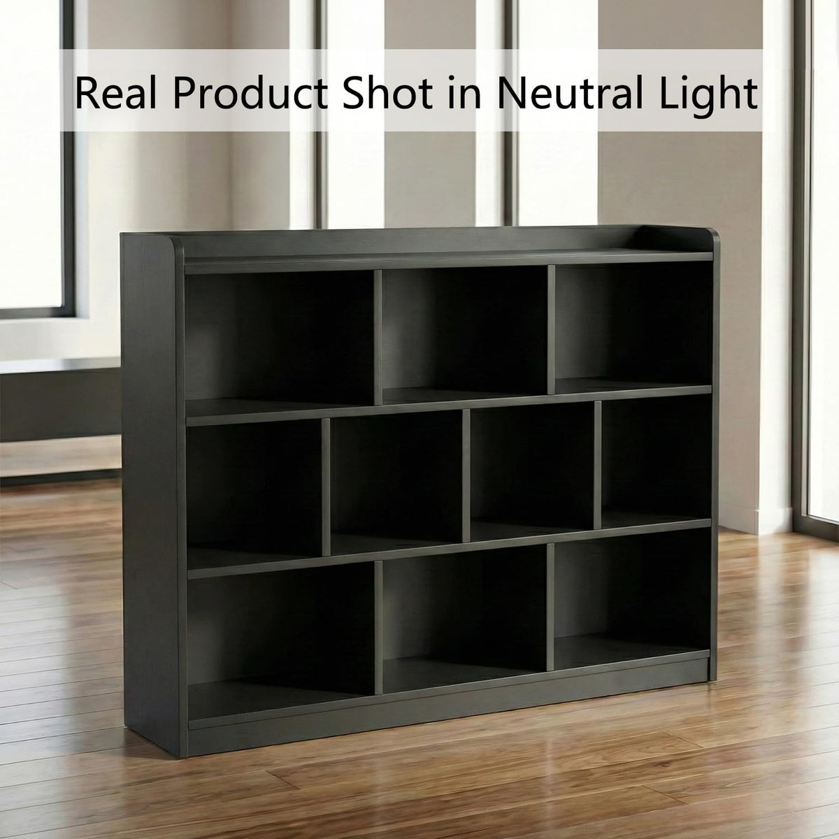Black 3 Tier Wood Bookshelf E866823