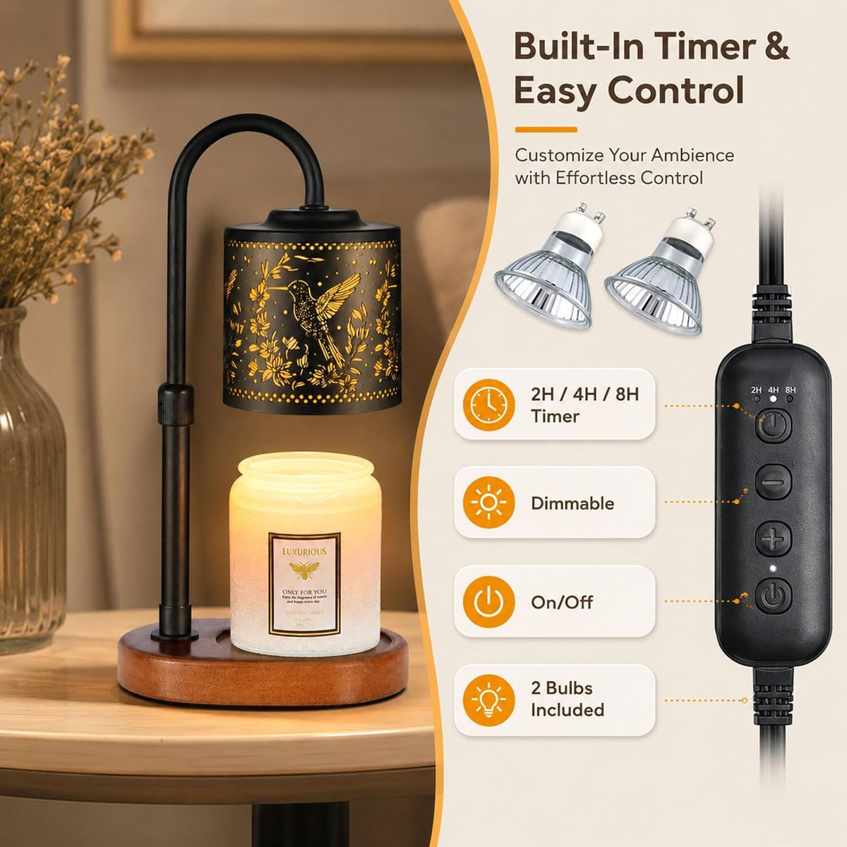 Dimmable Candle Warmer Lamp with Timer F179290