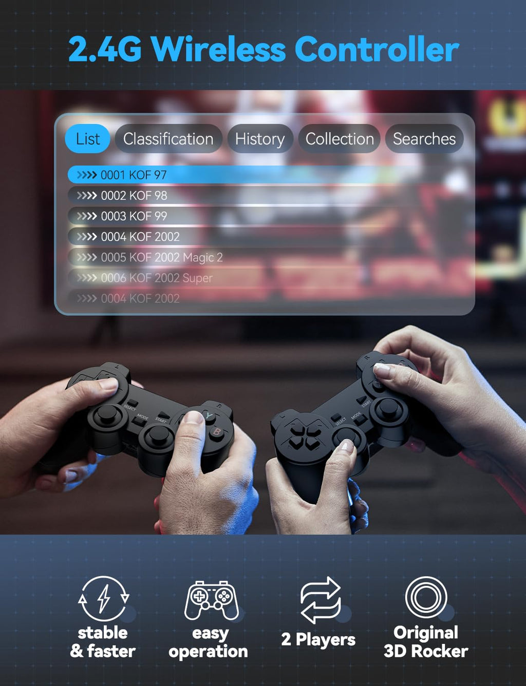4K HDMI-Compatible Retro Gaming Console with 2.4G Wireless Controllers D2741