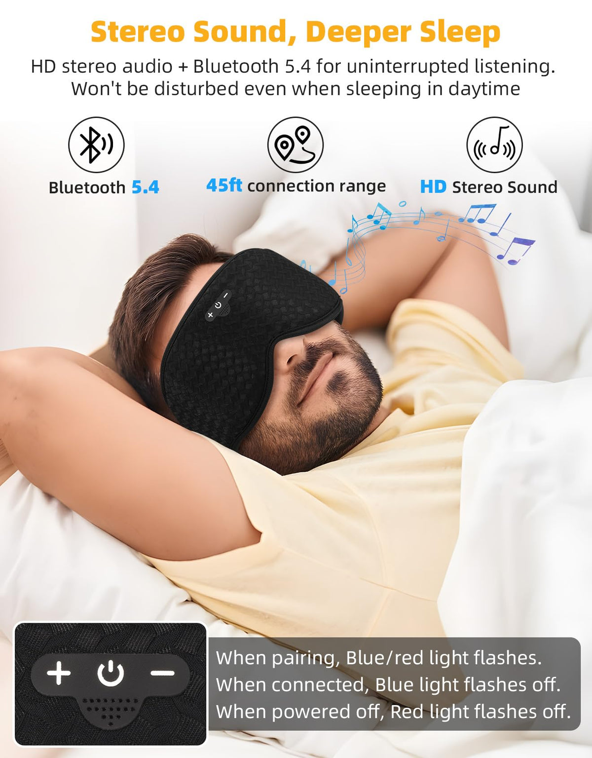 Blackout Sleep Mask with Bluetooth Headphones D5860