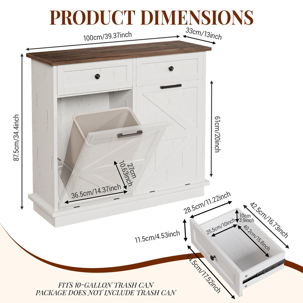 White 20 Gallon Tilt Out Trash Can Cabinet A742