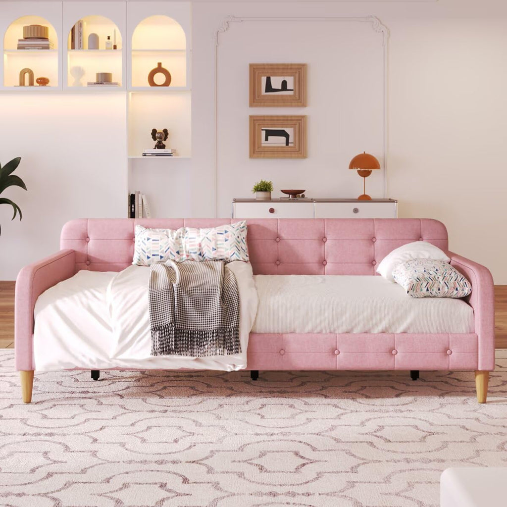 Pink Twin Size Upholstered Daybed C589952
