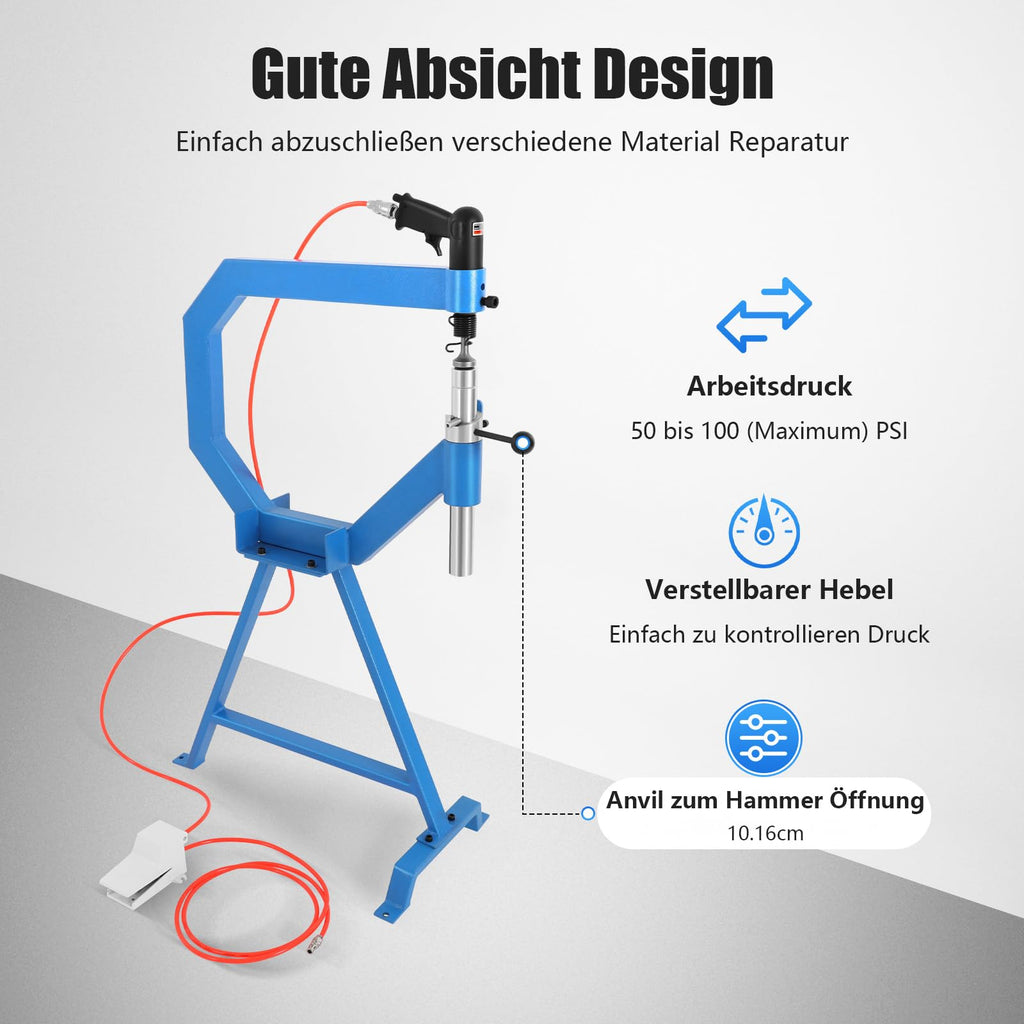 Pneumatic Planishing Hammer with 3 Anvils and Foot Pedal E69048