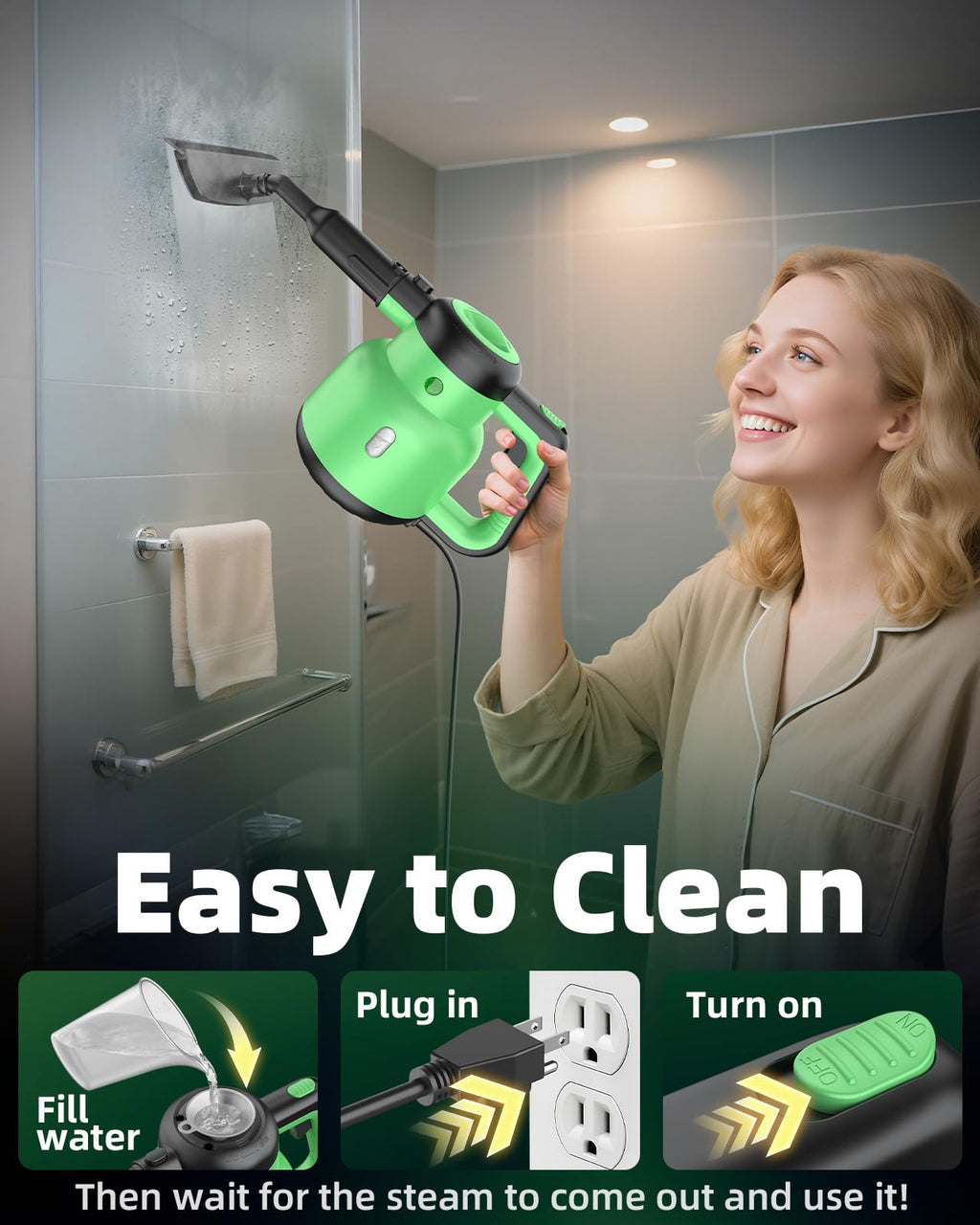 1400W 12-in-1 Steam Mop with Detachable Handheld Steam Cleaner I6602