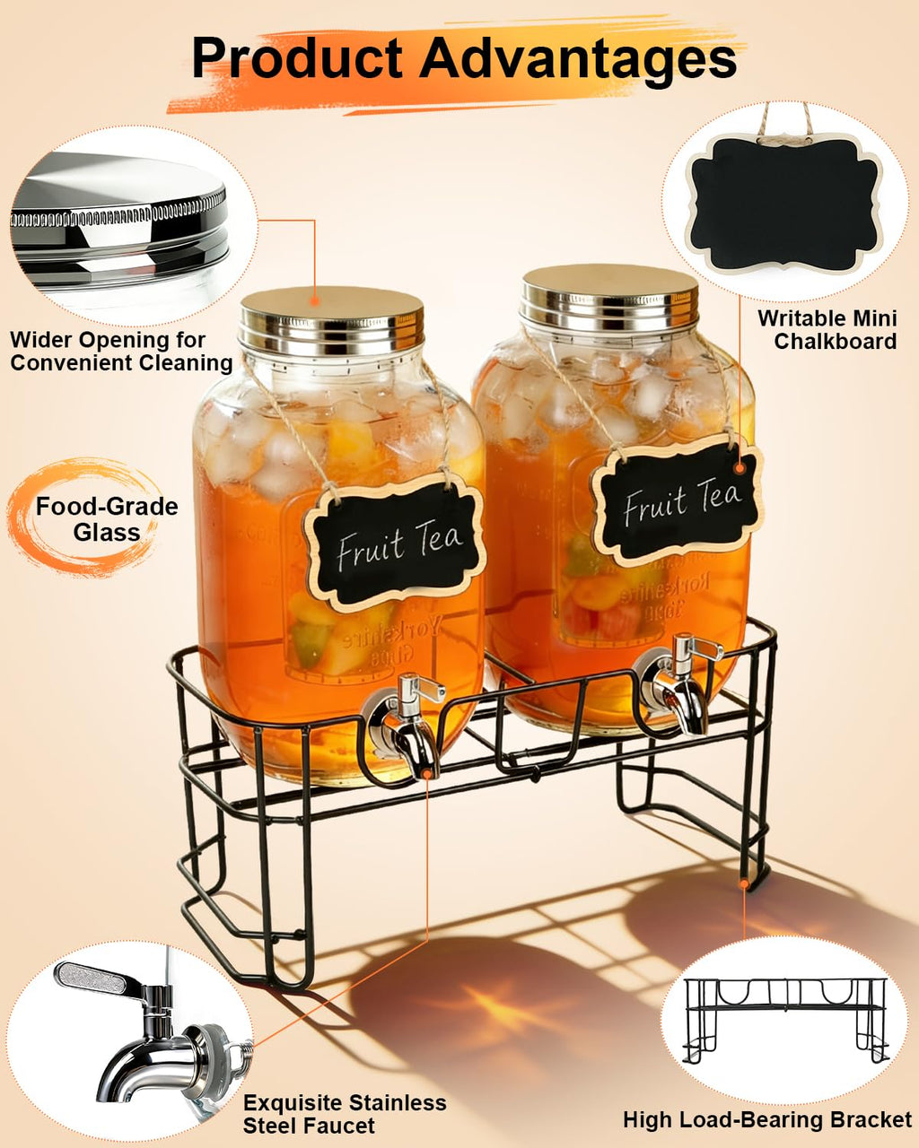 Glass Drink Dispenser with Stand J80554