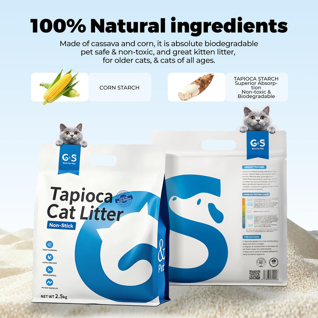 Tapioca Cat Litter Rapid Clumping 5.5lb × 3 Bags L973