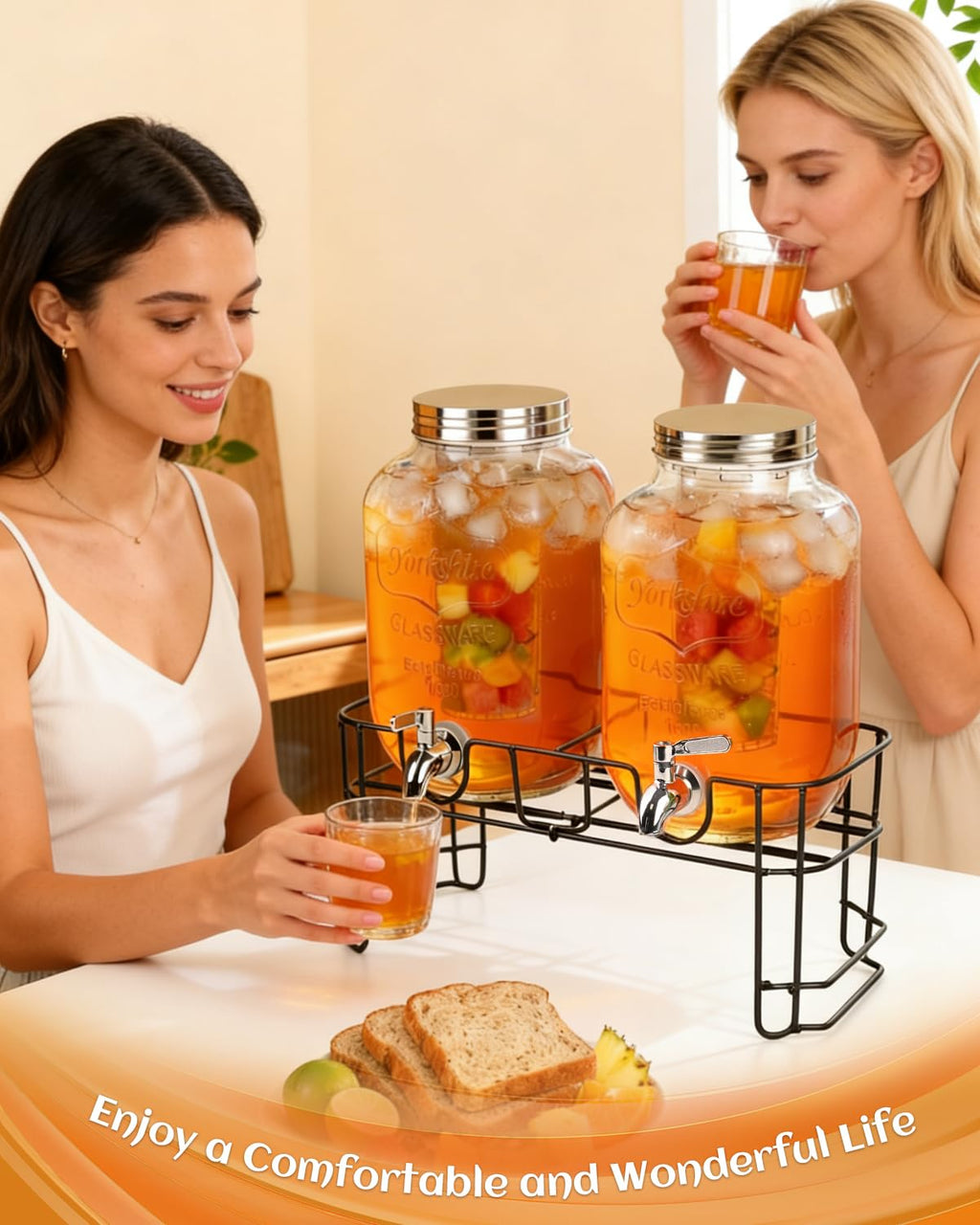 Glass Drink Dispenser with Stand J80554