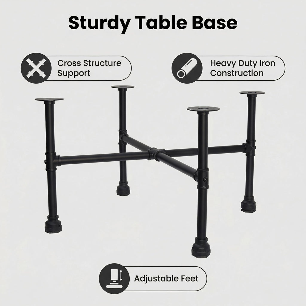 Black Industrial Pipe Table Leg Set U79356