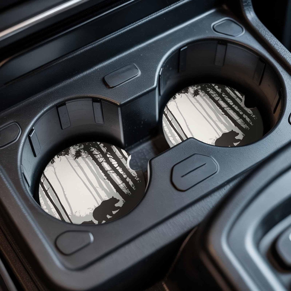 Black Gray Ceramic Car Cup Holder Coasters 2 Pack R746640