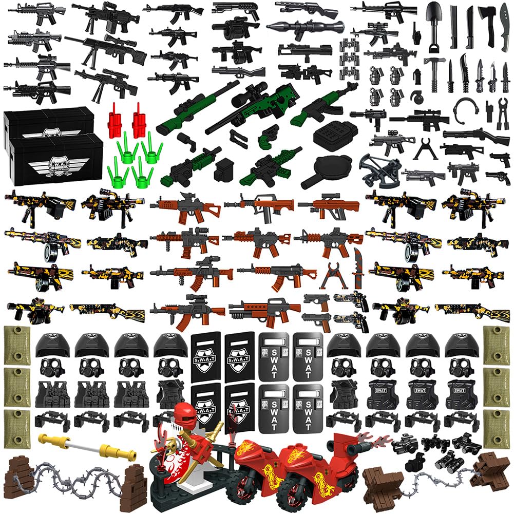 Military Weapon Set with Helmet Body Armor Cloak and Motorcycles Y9718