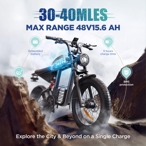 1000W Electric Bike 48V 15Ah 20" Fat Tire 7-Speed X319