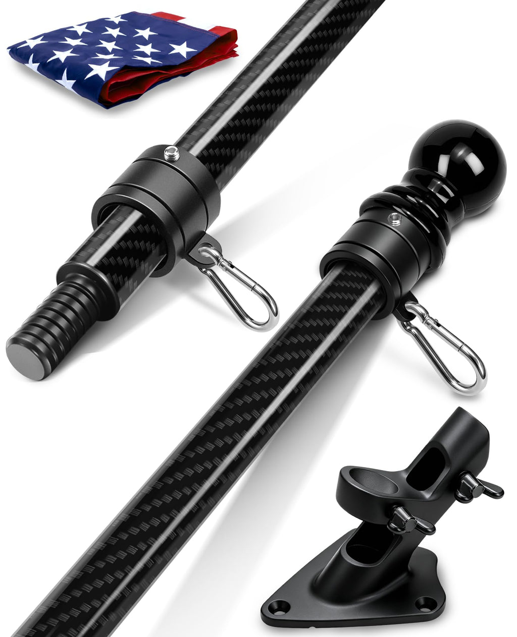 6' Carbon Fiber Flag Pole Kit with USA Flag L9708