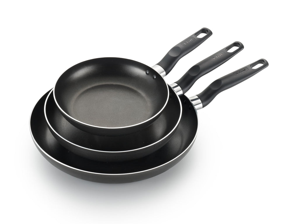 Nonstick Fry Pan Set 3 Piece, 8, 9.5, & 12 Inch, Dishwasher Safe, Black W321869