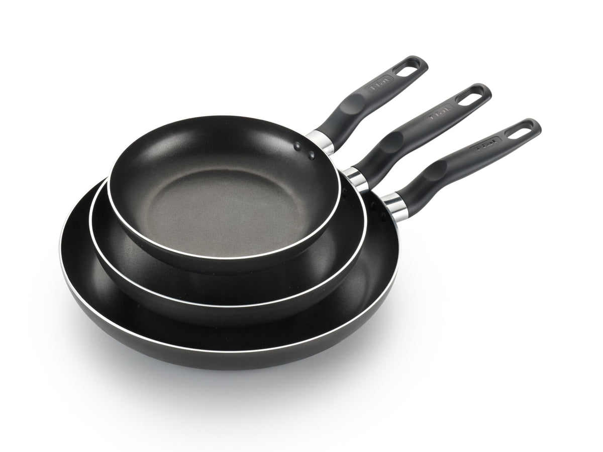 Nonstick Fry Pan Set 3 Piece, 8, 9.5, & 12 Inch, Dishwasher Safe, Black W321869