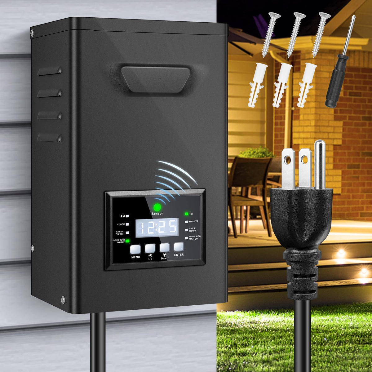 200W Low Voltage Landscape Transformer with Timer and Photocell Sensor D20141