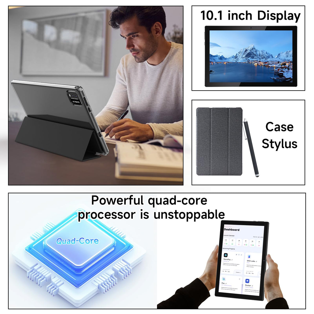 10 Inch Android Tablet with Case and Stylus P311