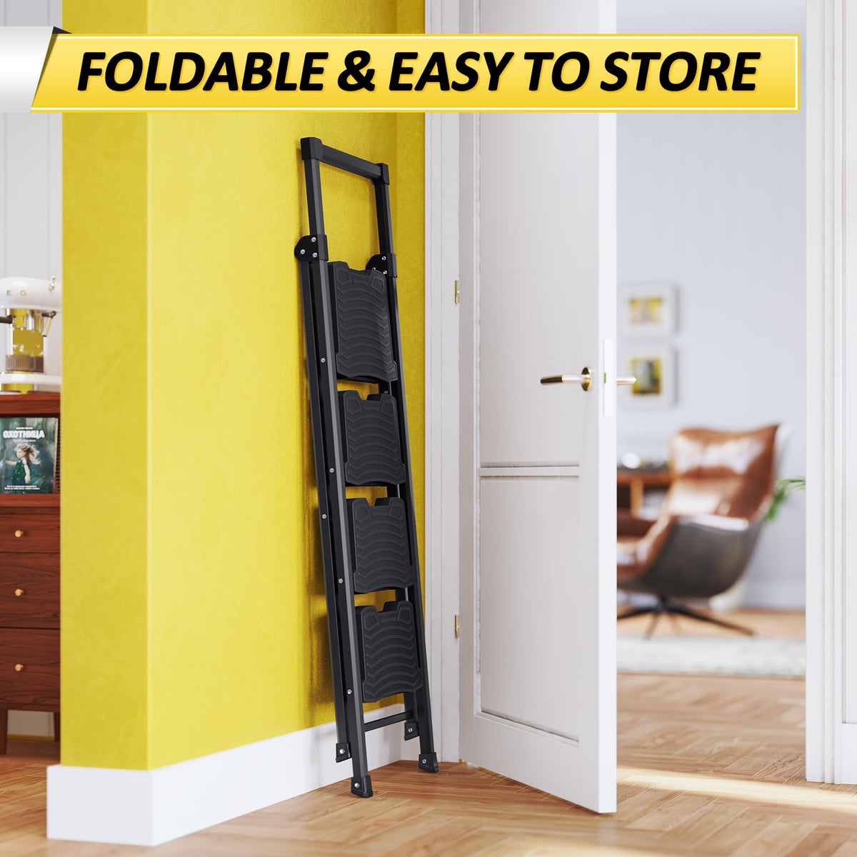 4 Step Folding Step Ladder with Handrails T930684