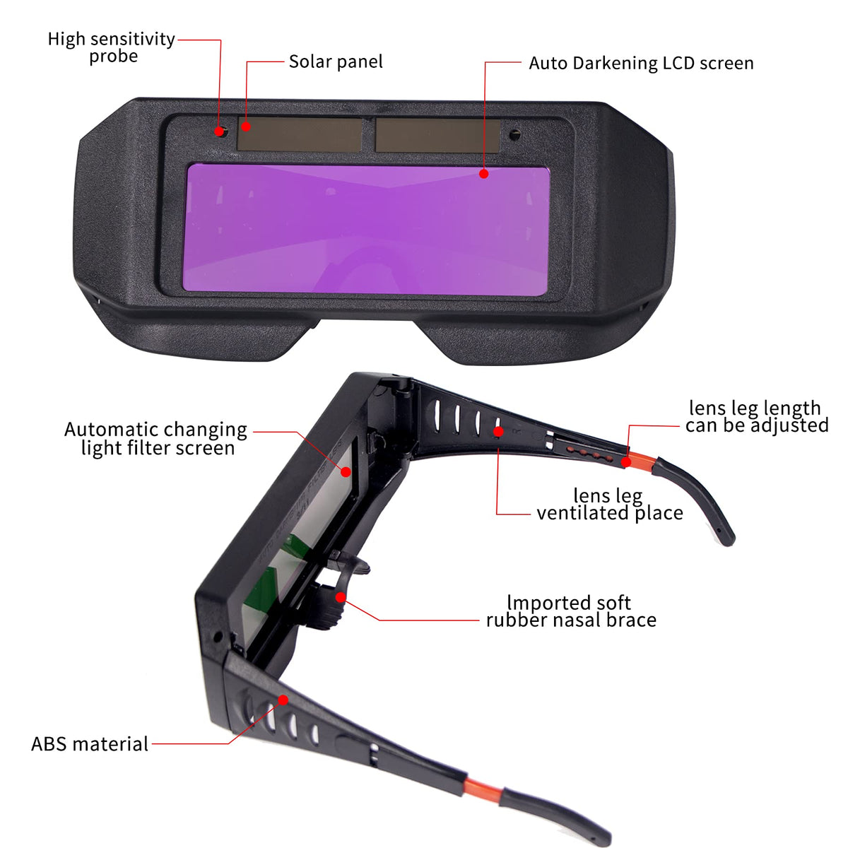 Auto-Darkening LCD Welding Glasses J6958