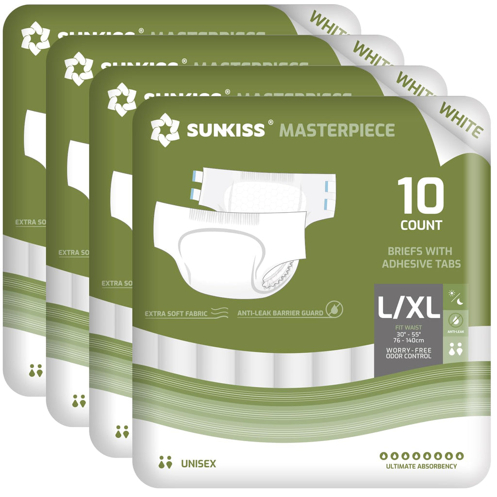 Adult Diapers with Tabs, L/XL, White, 40 Count C184260