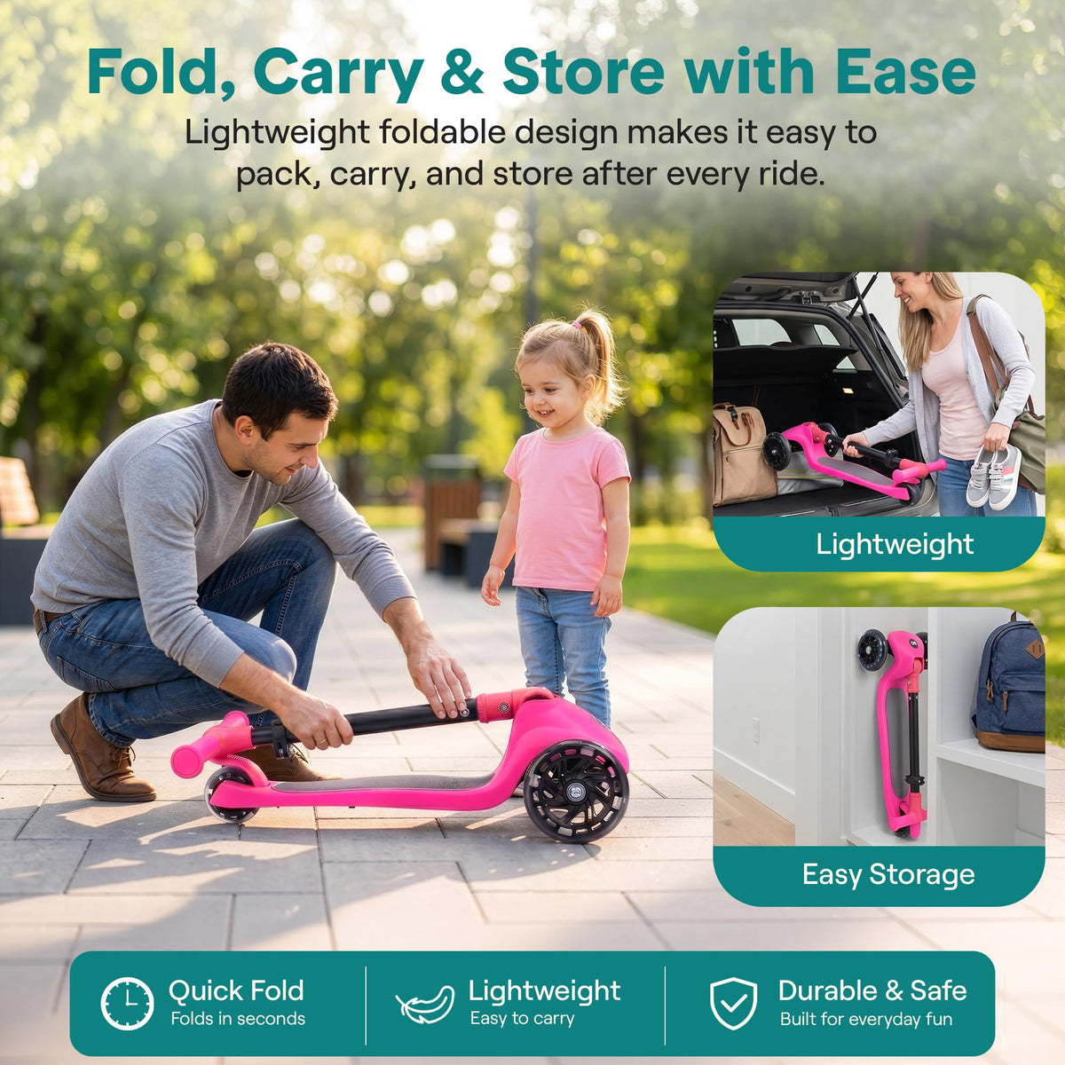 Adjustable 3 Wheel Kids Scooter with LED Wheels W886676