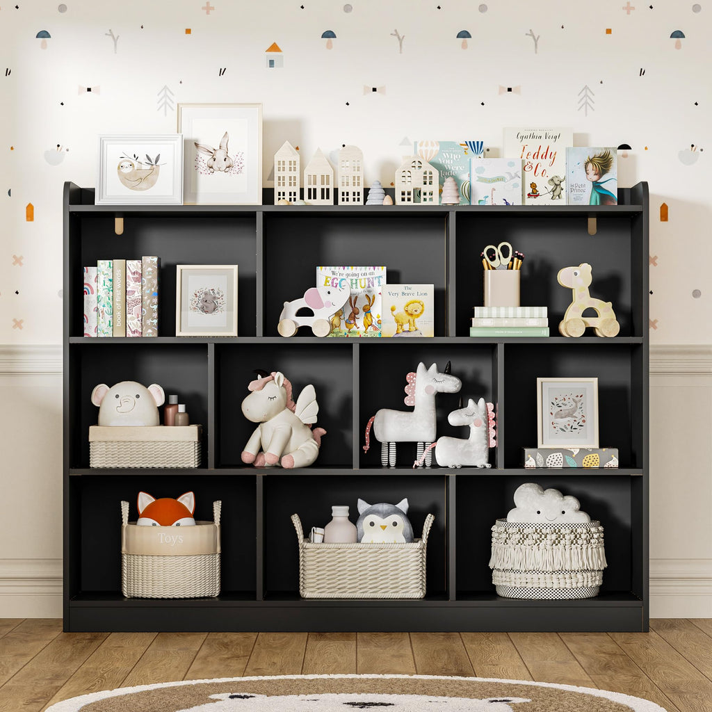 Black 3 Tier Wood Bookshelf E866823