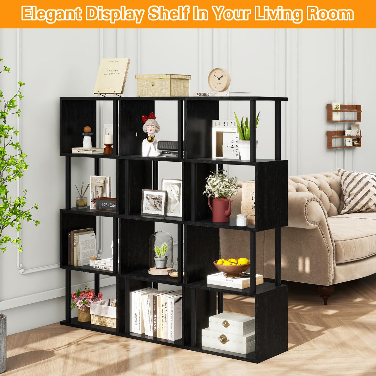 5-Tier Black Bookshelf A3916