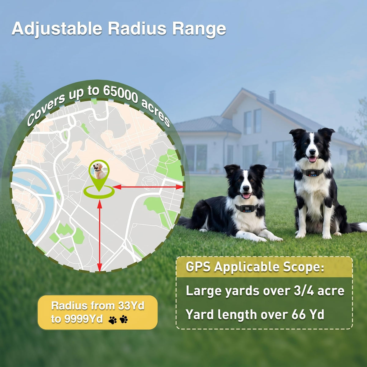 GPS Wireless Dog Fence System with 2 Collar X75861