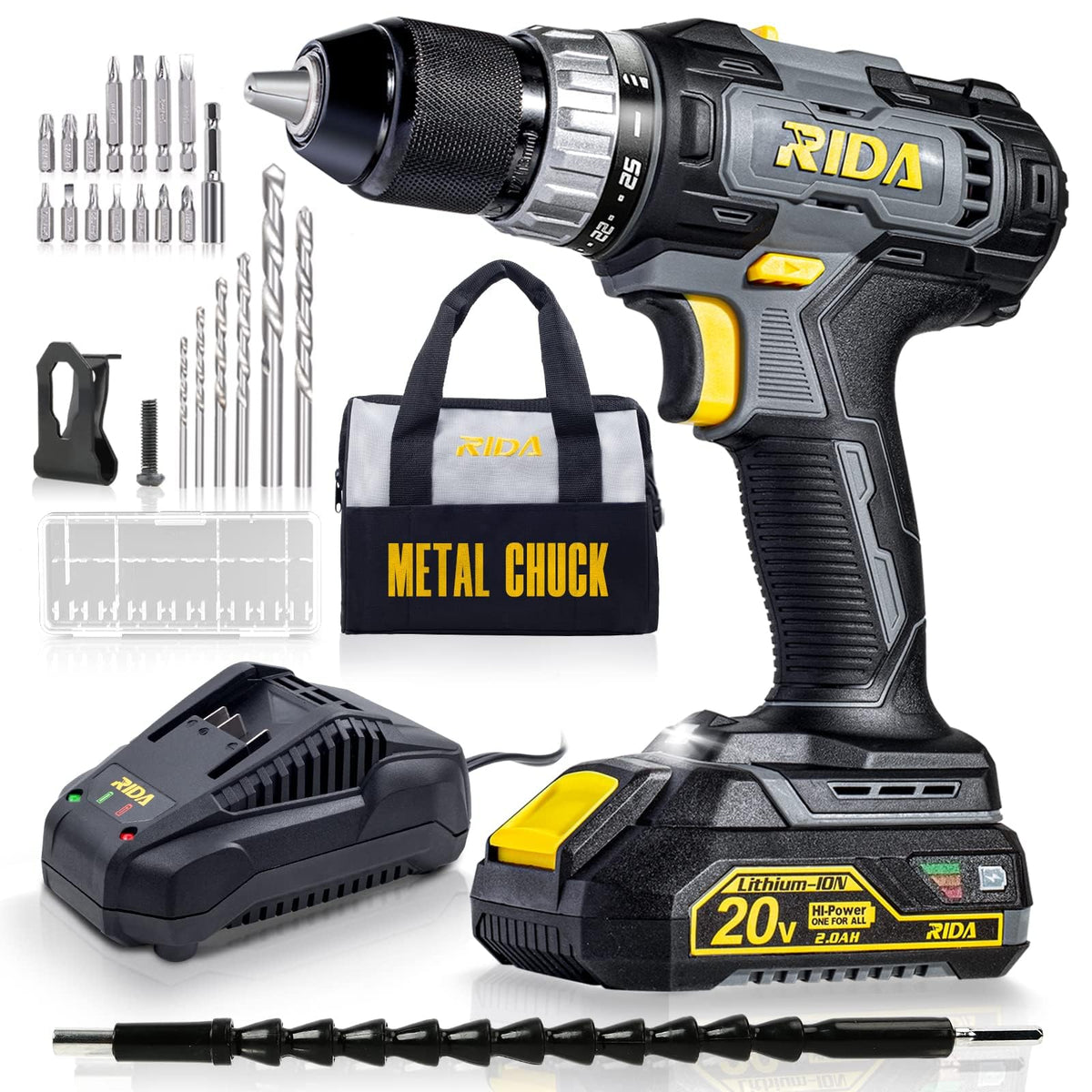 20V Cordless Drill with 2.0AH Battery & Charger I7772