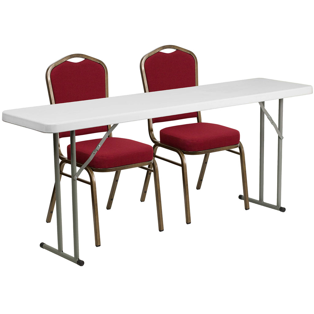 Granite White Plastic Folding Training Table Set R764362