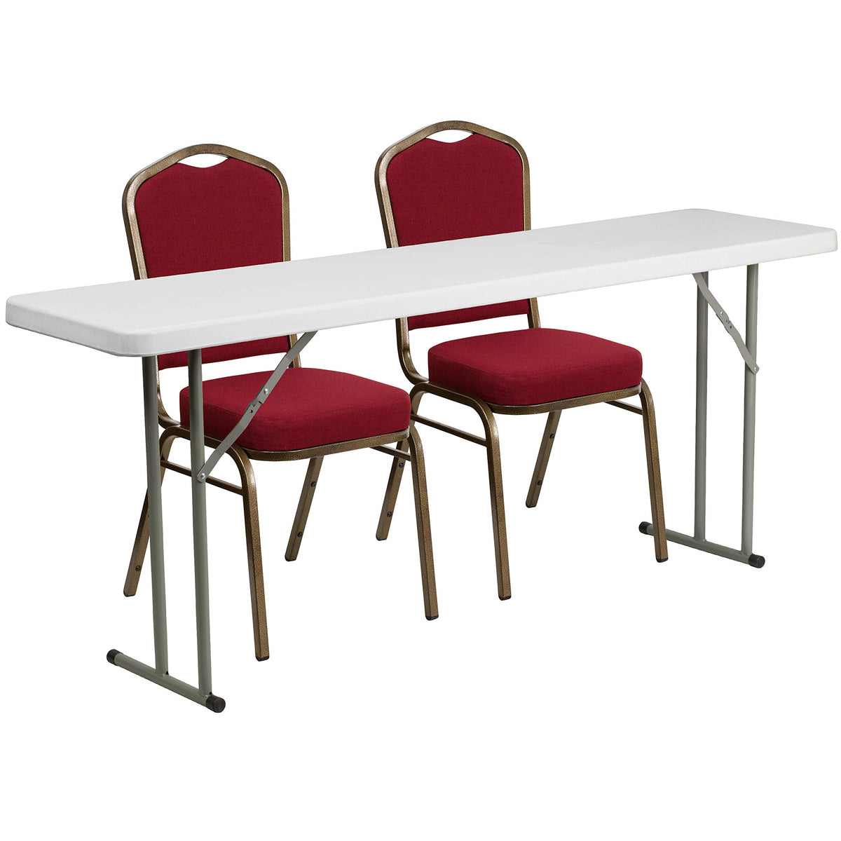 Granite White Plastic Folding Training Table Set R764362
