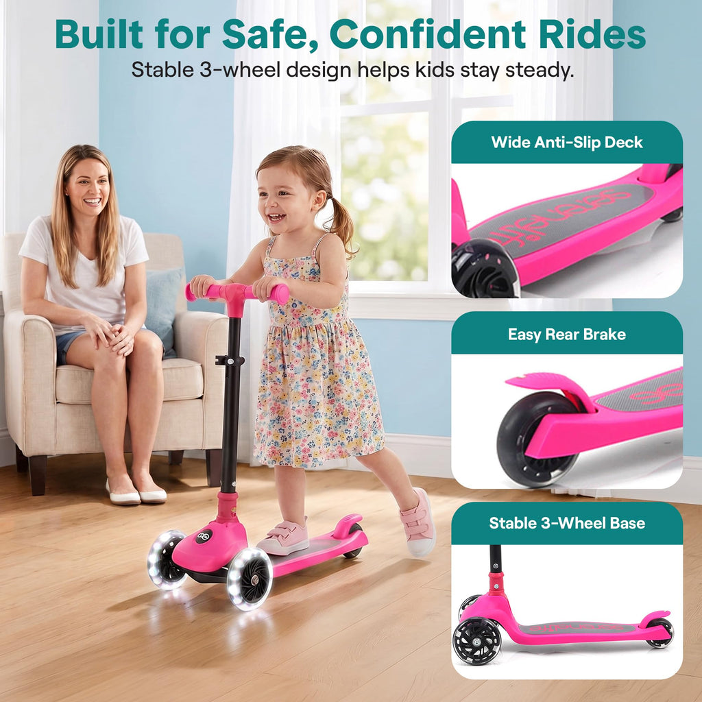Adjustable 3 Wheel Kids Scooter with LED Wheels W886676
