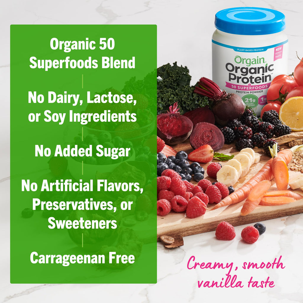 Organic Vegan 21g Protein Superfoods Powder Vanilla Bean 1.12lb C19581