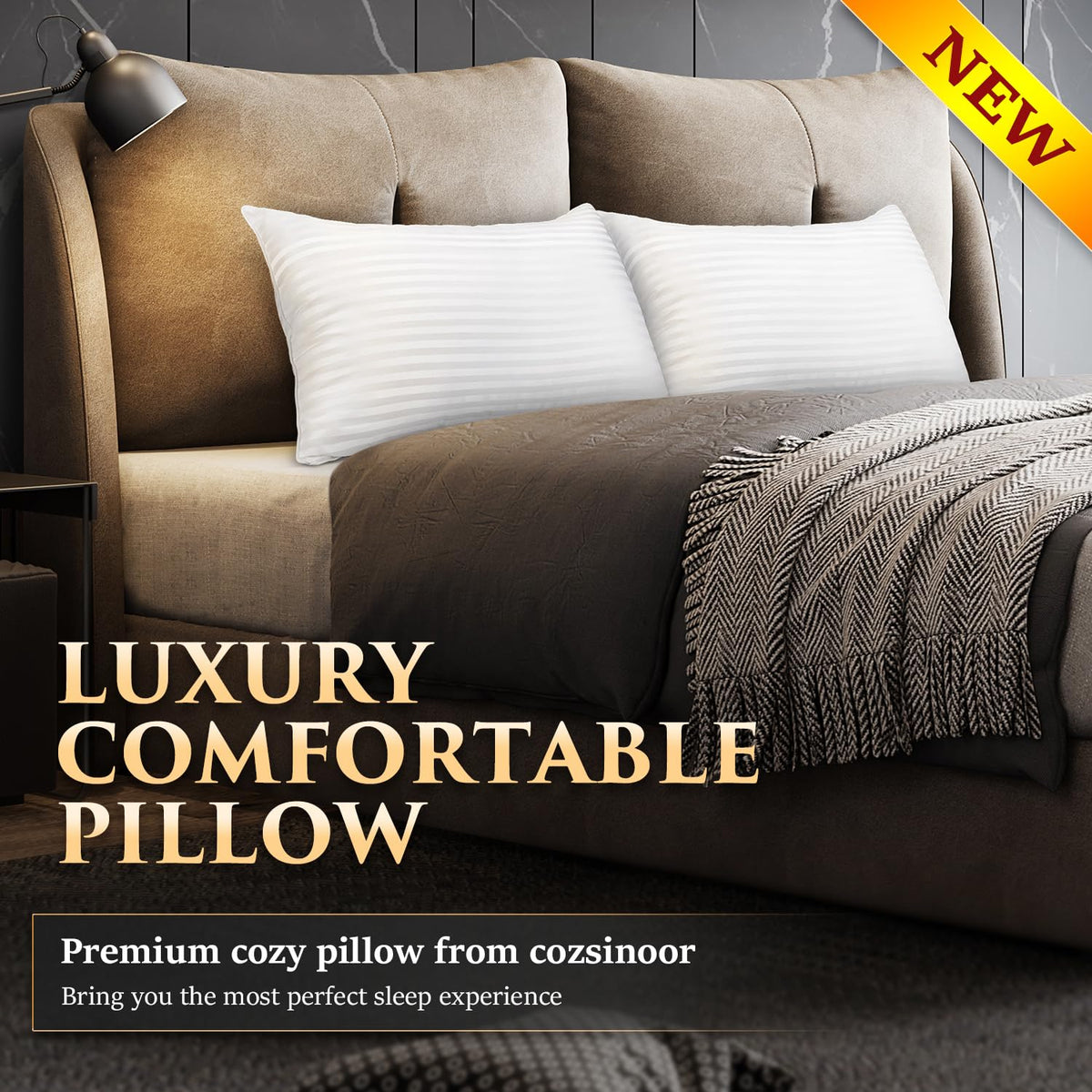 Queen Size Microfiber Bed Pillows Set of 2 X341453