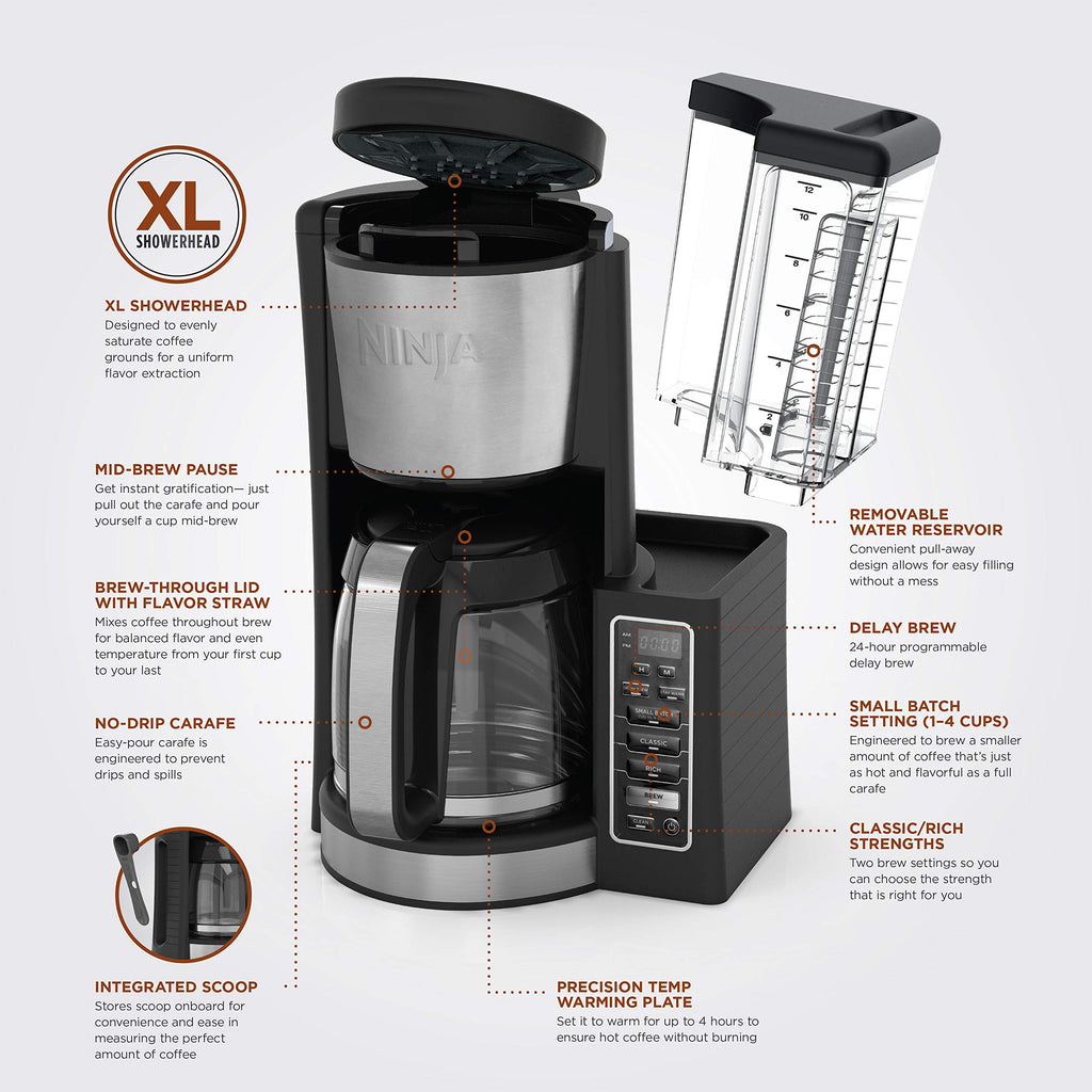 12-Cup Programmable Coffee Maker with 60 oz. Water Reservoir, Black/Stainless Steel V835987